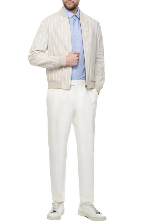 Boss Giubbino Giubbino Uomo C-Hanry in misto lino Beige bianco - Francavilla Moda